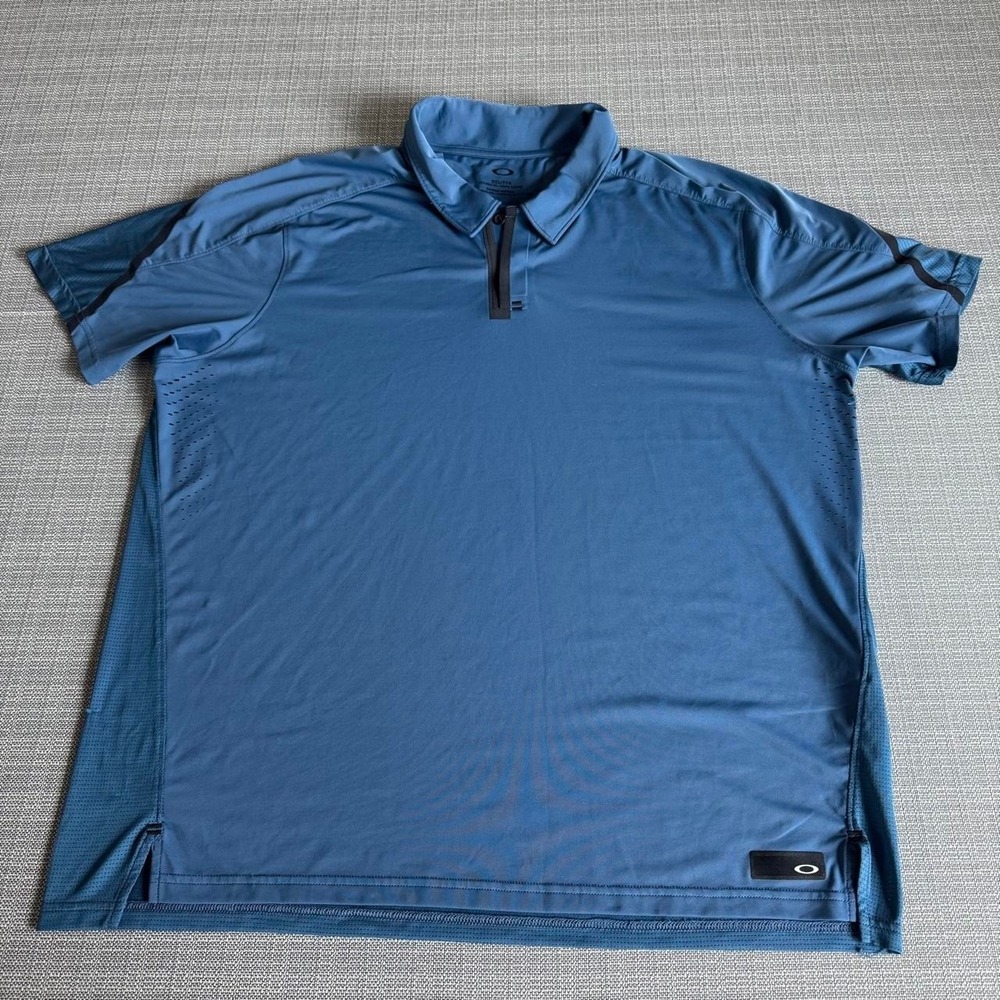 Oakley Golf Polo Shirt Mens XXL Blue Tailored Fit Quarry Oaks